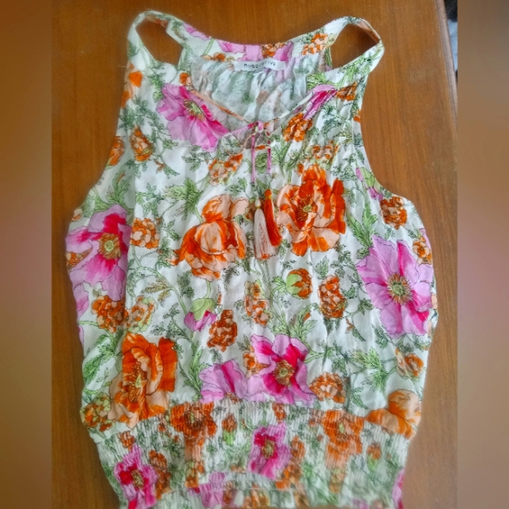 Rose + Olive Cream Flower Tank Blouse